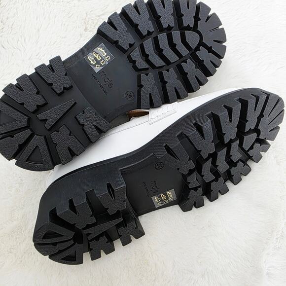 Maje White Leather Chunky Platform Lug Sole Loafers Clover Detail EU 38 / US 7.5 - Picture 10 of 14